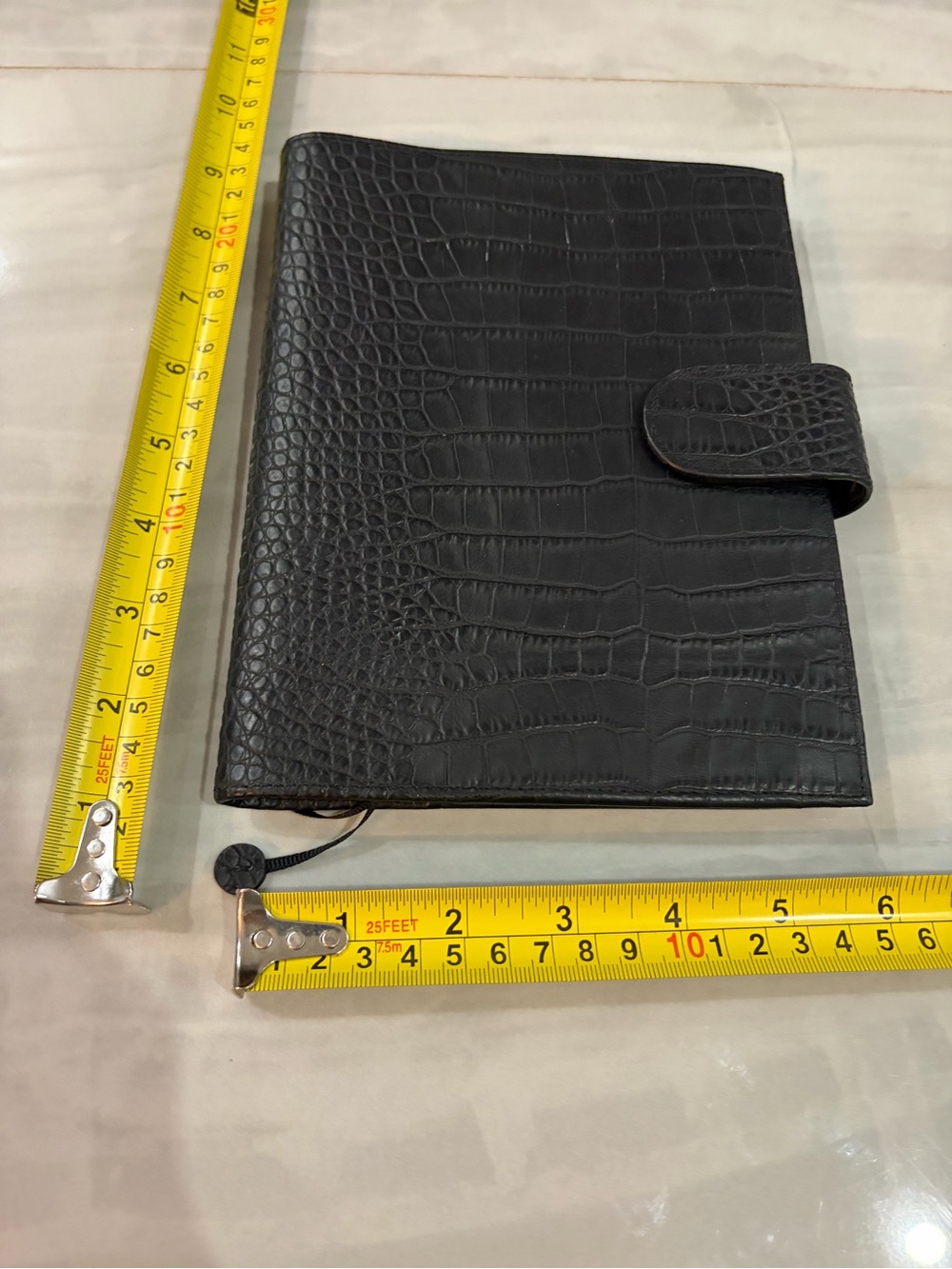 Black B6 Croc-Embossed Leather Snap Planner
